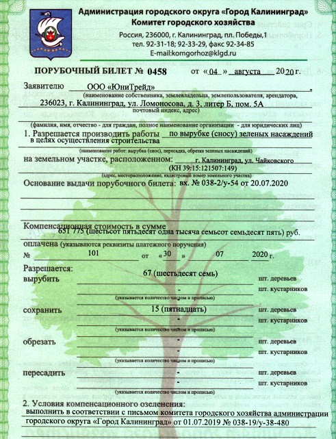 Порубочный билет, ЮниТрейд, Сергей Крец, улица Чайковского, Калининград