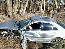Под Светлогорском «Шкода» загнала себя в отбойник, «Мерседес» - в кювет