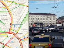 Пробки к площади Победы удлинились на 3 км