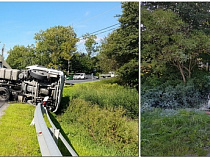 ДТП под Зеленоградском: перевернутая фура и «Рено» в кювете