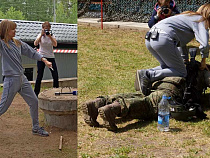 Алла Михеева с Первого канала оседлала бойца СОБРа (фото)