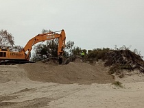 В Зеленоградске экскаваторами разрушают дюны около западного пляжа 