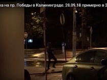 Калининградец напал на дорожный знак (видео)
