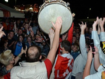 После футбола: празднование победы Бельгии над Англией в Калининграде