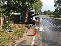 В Малом Луговом фургон врезался в дерево