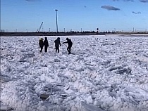 В Пионерском подростки покатались на льдинах замёрзшего моря (видео)