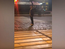 В ночь на День Победы в центре Калининграда застыл пешеход (видео)