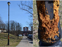 Калининградцы обнаружили у себя в городе фонари из монтажной пены