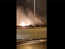 Травяной пожар вплотную подступил к домам в Калининграде