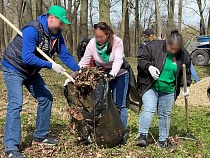 На элитном субботнике властей органику запихивали в пластиковые пакеты