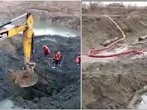 Под Зеленоградском полицейские остановили экскаватор чёрных янтарщиков