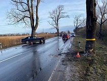 На мамоновском шоссе «Мерседес» врезался в дерево и в «Пежо»