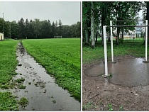В Правдинске к 1 сентября подготовили полузатопленный стадион