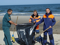 На уборку морского побережья в Калининградской области вышли спасатели