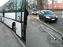 На улице Лесной в Калининграде автобус выехал на тротуар (карта)