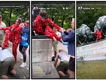 Наташа Королёва влезла на «Борющихся зубров» в Калининграде