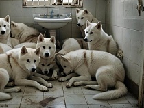 В Калининградской области мужчина держал взаперти 14 похожих собак